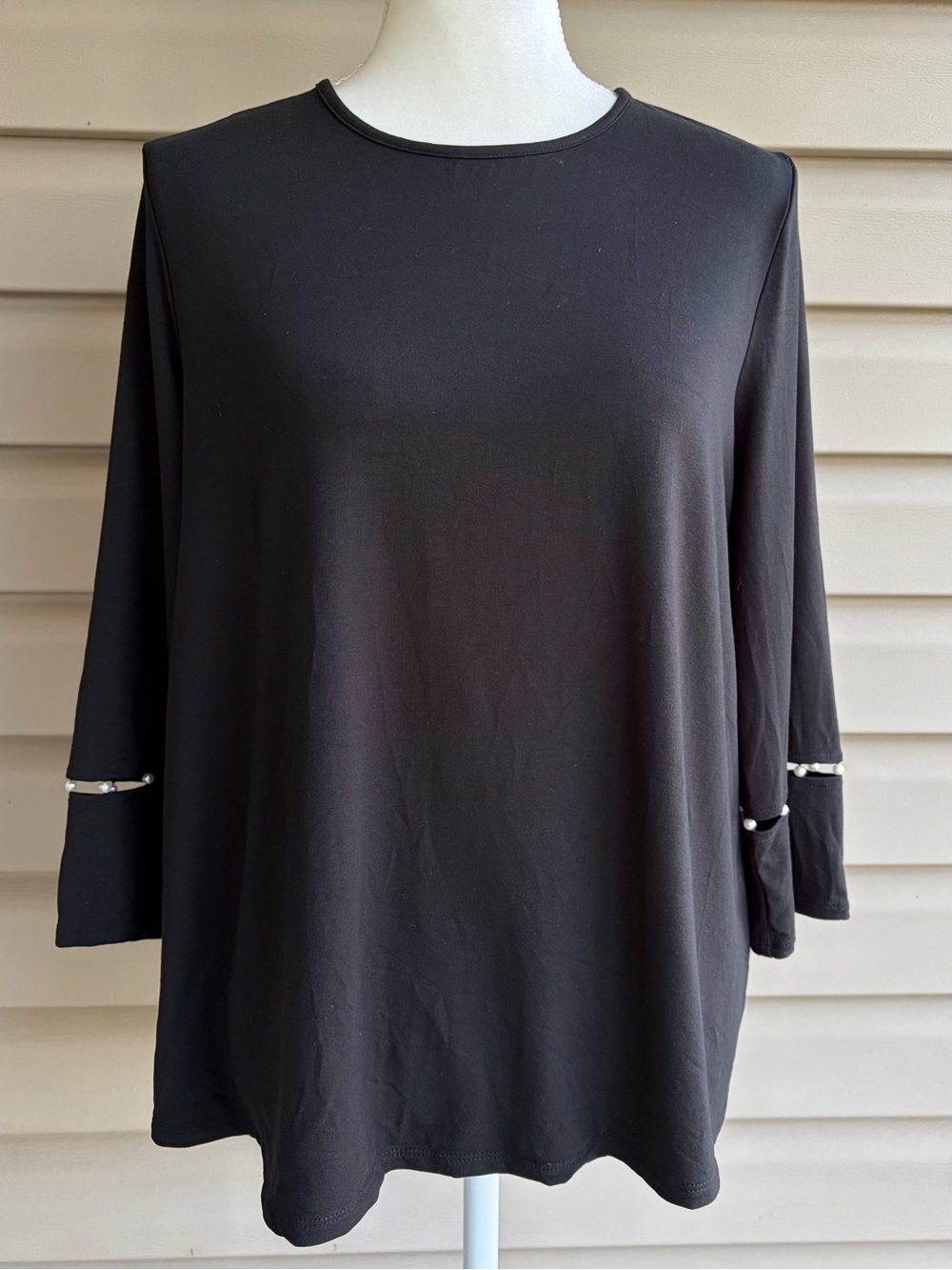 •J Jill Wearever Collection• Black Pearl Sleeve Detail Blouse - Size Medium